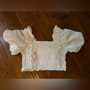 Endless Rose Ruffle Crop Top in white, size medium